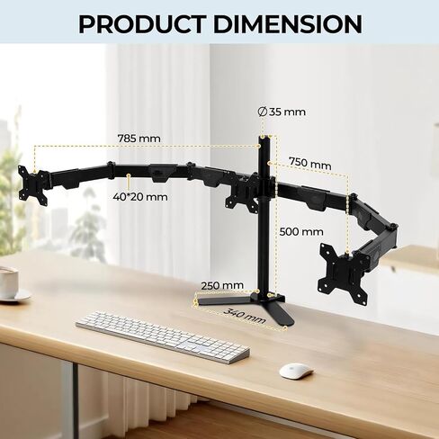 Mount Vesa Mount الثقيلة ， 3 Monitor Desk Mount ， يستوعب 3 شاشات من 17 إلى 32 بوصة ， حامل الشاشة المريحة مع وظيفة الميل/الدور in Saudi Arabia