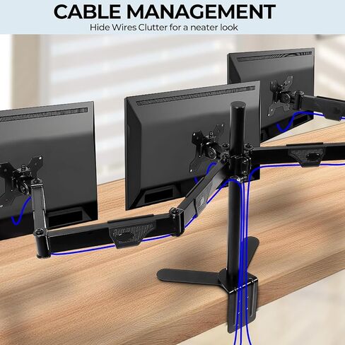 Mount Vesa Mount الثقيلة ， 3 Monitor Desk Mount ， يستوعب 3 شاشات من 17 إلى 32 بوصة ， حامل الشاشة المريحة مع وظيفة الميل/الدور in Saudi Arabia