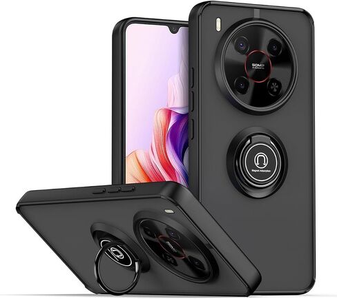 حالة Quietip متوافقة مع ZTE Blade V70 كحد أقصى مع واقي الشاشة ، TPU + Hard PC Ring Ring Care Cover ، Black in Kuwait