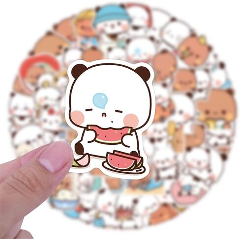 100PCS Bubu dudu Stickers for Water Bottle Laptop,Cute Cartoon Decals for Kids Teens Luggage ClassroomTeaching Rewards Skateboard Scrapbooking (White and Brown) in Kuwait