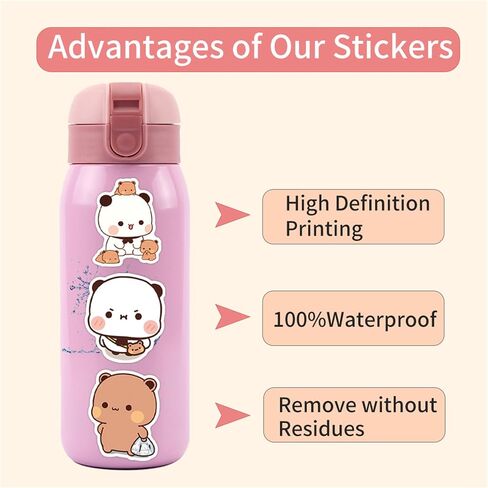 100PCS Bubu dudu Stickers for Water Bottle Laptop,Cute Cartoon Decals for Kids Teens Luggage ClassroomTeaching Rewards Skateboard Scrapbooking (White and Brown) in Kuwait