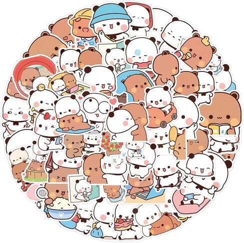 100PCS Bubu dudu Stickers for Water Bottle Laptop,Cute Cartoon Decals for Kids Teens Luggage ClassroomTeaching Rewards Skateboard Scrapbooking (White and Brown) in Kuwait