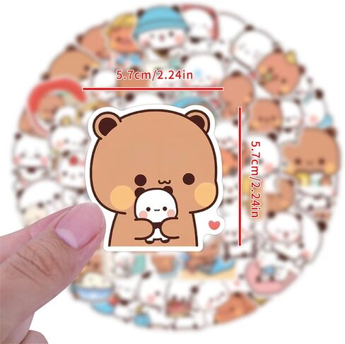 100PCS Bubu dudu Stickers for Water Bottle Laptop,Cute Cartoon Decals for Kids Teens Luggage ClassroomTeaching Rewards Skateboard Scrapbooking (White and Brown) in Kuwait