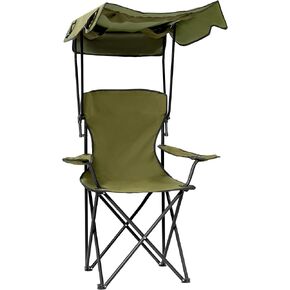 Folding Camping Chair with Canopy, Portable Outdoor Beach Chair for Fishing, BBQ, Picnic, Backyard, Lightweight Sun Shade Chair with Cup Holder, Navy Blue in Saudi Arabia