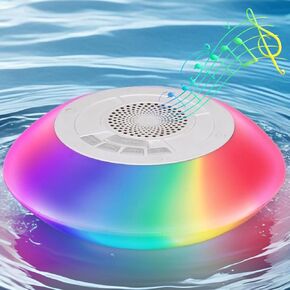 Bluetooth Speakers with Colorful Lights - Portable Pool Speaker IPX7 Waterproof Floating with 8 Modes - Built-in Mic HD Stereo Sound Hands-Free Wireless Hot Tub Speaker for Shower Outdoor in Saudi Arabia