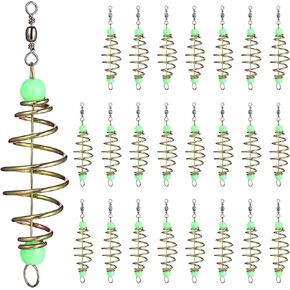 48Pcs Fishing Bait, Cage Carbon Steel Spring Feeder Basket Holder, Coarse Lure Feeder Carp Lure Fish Accessories with Luminous in Kuwait