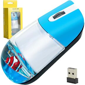 Wireless Mouse Cute Clear Water Silent Lightweight Portable Aqua Transparent Liquid Optical Retro Cordless Mice with USB Reciever Floater Penguin for PC Laptop Computer MacBook Kids Girl Gift (White) in Kuwait