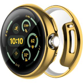 حالة واقي شاشة مطلي ناعمة TPU متوافقة مع Google Pixel Watch 3 (2024) 45 مم ، وتثبيت سهلة التثبيت خفيفة الوزن غلاف واقٍ شديد الراحة لمشاهدة البكسل 3. (الذهب ، ساعة بكسل 3 [45 ملم]) in Kuwait