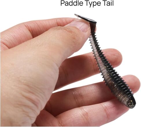 50pcs سباحة بلاستيكية ناعمة ، سحر صيد ناعم بطول 7 سم ، مجموعة طعوم السباحة t-tail لتراوت باس للمياه المالحة والمياه العذبة in Saudi Arabia