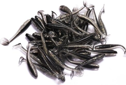 50pcs سباحة بلاستيكية ناعمة ، سحر صيد ناعم بطول 7 سم ، مجموعة طعوم السباحة t-tail لتراوت باس للمياه المالحة والمياه العذبة in Saudi Arabia