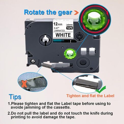 Tze251 Tze-251 24mm Label Tape Response for Brother p-touch Label Tape TZ-251 24mm 0.94 "أسود مغلف على شريط أبيض ، متوافق مع الأخ PT-D610BT D600 700 PTP750W ، 1 بوصة ، 2 باك in Kuwait