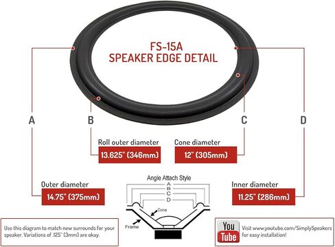 Velodyne 15 Inch ULD-15, F-1500 Subwoofer Foam Speaker Repair Kit, FSK-15A-1 (Single) in Saudi Arabia