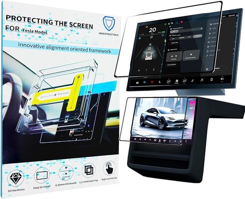 Tesla Model 3 New and Model Y Juniper Screen Protector Matte, Model 3 (2024~2025)/New Model Y Juniper Accessories, Tempered Glass Protector Front/Rear Screen 2 Pack, No Glare & Fingerprint in Kuwait