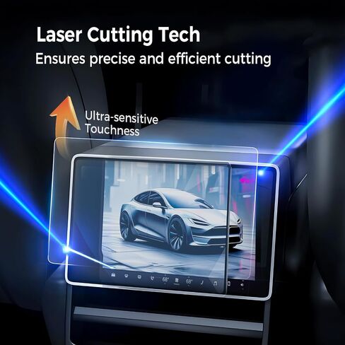 Tesla Model 3 New and Model Y Juniper Screen Protector Matte, Model 3 (2024~2025)/New Model Y Juniper Accessories, Tempered Glass Protector Front/Rear Screen 2 Pack, No Glare & Fingerprint in Kuwait