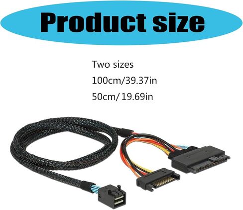 SFF-8643 to SFF-8639 Connector SFF-8639 with 15Pin Power Adapter Cable Data Transmission Cable for PC Servers in Saudi Arabia