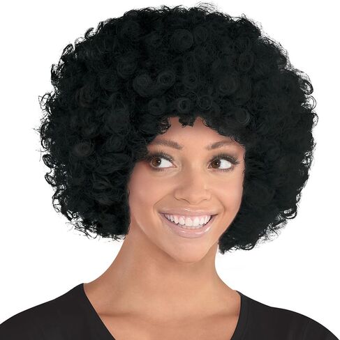 Vibrant Black Curly Party Wig Costume - 1 Count - Premium Synthetic Fiber & Non-Itchy - Perfect For Halloween, Cosplay, & Festivals - One Size Fits All in Saudi Arabia