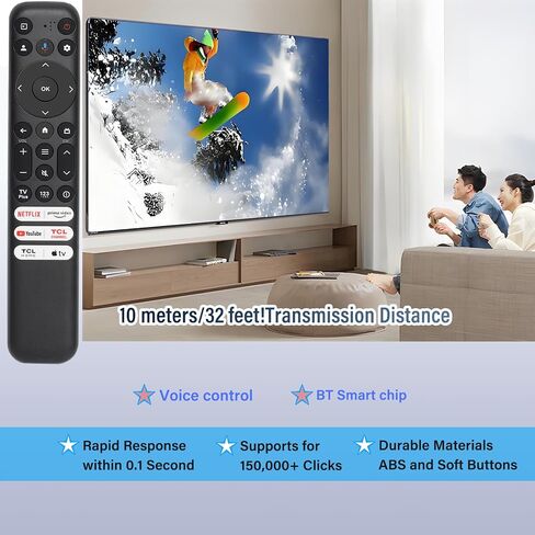 RC813 Voice Remote Control ، من أجل TCL Google TV Remote Control ، يأتي مع 6 مفاتيح اختصار. متوافق مع TCL 4K QLED/UHD/QD-MINI SERIS in Kuwait