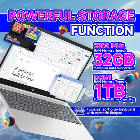 HP 17 inch Touchscreen Laptop, 17.3" HD+ Anti-Glare Display, AMD Ryzen 5 7530U, 32GB DDR4 RAM, 1TB SSD, AMD Radeon Graphics, Windows 11 Pro, Numeric Keypad, w/Accessories in Kuwait
