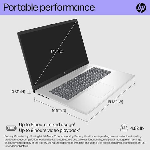 HP 17 inch Touchscreen Laptop, 17.3" HD+ Anti-Glare Display, AMD Ryzen 5 7530U, 32GB DDR4 RAM, 1TB SSD, AMD Radeon Graphics, Windows 11 Pro, Numeric Keypad, w/Accessories in Saudi Arabia