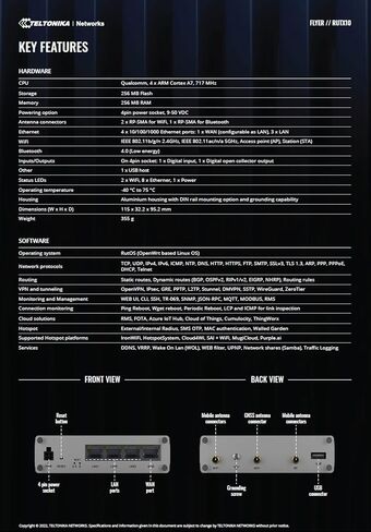 Teltonika RUTX10000200 - RUTX10 Professional Wireless Router, 4 x Gigabit Ethernet Ports, Remote Management (Modem Only - Prime) (Renewed) in Saudi Arabia