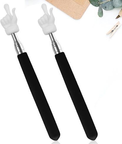 Telescopic Extendable Hand Pointer Finger Pointer Stick - Black 2-Pack, Retractable Presentation Aid for Office, Lectures & Classroom Presentations in Saudi Arabia