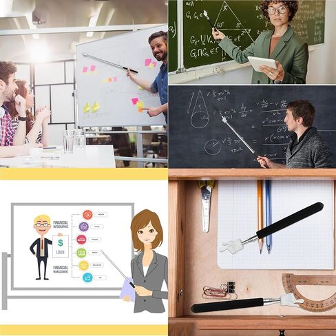 Telescopic Extendable Hand Pointer Finger Pointer Stick - Black 2-Pack, Retractable Presentation Aid for Office, Lectures & Classroom Presentations in Saudi Arabia