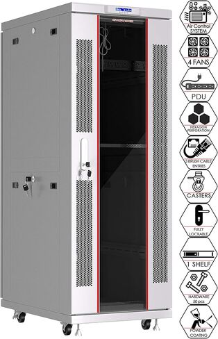 Sysracks Server Rack Network Cabinet Locking Deep Server Server Cabinet 35 بوصة رف شبكة العمق على عجلات Computer Cabanet - 4 X Fans - Thermostat - PDU - شاشة LCD (42U 24 "x35" x84 ") in Saudi Arabia
