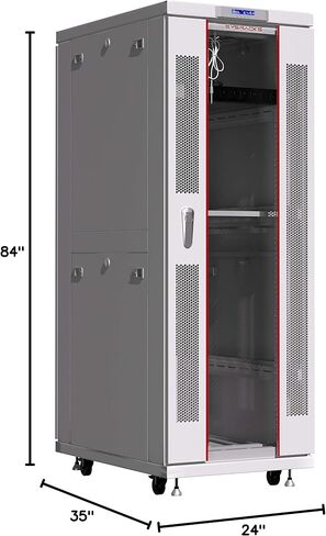 Sysracks Server Rack Network Cabinet Locking Deep Server Server Cabinet 35 بوصة رف شبكة العمق على عجلات Computer Cabanet - 4 X Fans - Thermostat - PDU - شاشة LCD (42U 24 "x35" x84 ") in Saudi Arabia