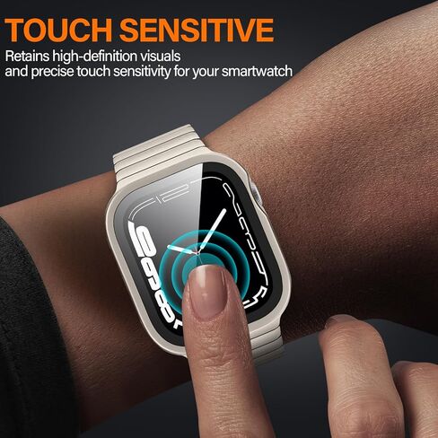 3 في 1 حالات معدنية متوافقة مع سلسلة Apple Watch Series 6/5/4 ، SE 3/2/1 44 مم حامي شاشة المدمجة ، غطاء معدني واقٍ مستقيم مع غطاء خلفي لـ IWATCH 44 مم ، أسود in Kuwait