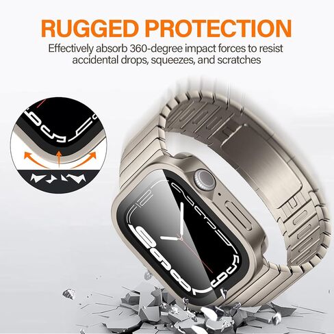 3 في 1 حالات معدنية متوافقة مع سلسلة Apple Watch Series 6/5/4 ، SE 3/2/1 44 مم حامي شاشة المدمجة ، غطاء معدني واقٍ مستقيم مع غطاء خلفي لـ IWATCH 44 مم ، أسود in Kuwait