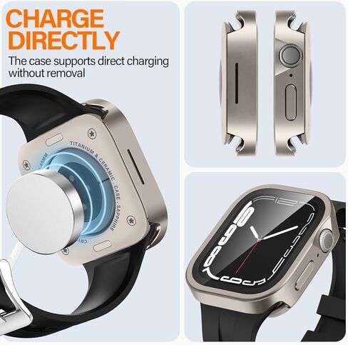 3 في 1 حالات معدنية متوافقة مع سلسلة Apple Watch Series 6/5/4 ، SE 3/2/1 44 مم حامي شاشة المدمجة ، غطاء معدني واقٍ مستقيم مع غطاء خلفي لـ IWATCH 44 مم ، أسود in Kuwait