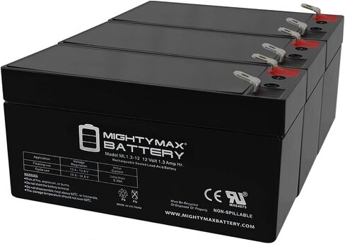 Mighty Max Battery Ml1.3-12 - 12 Volt 1.3 AH ، F1 Terminal ، بطارية AGM قابلة لإعادة الشحن in Saudi Arabia