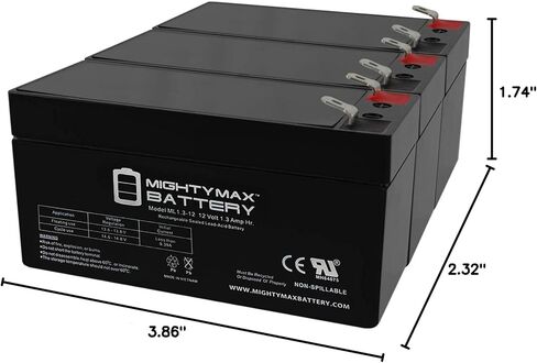 Mighty Max Battery Ml1.3-12 - 12 Volt 1.3 AH ، F1 Terminal ، بطارية AGM قابلة لإعادة الشحن in Saudi Arabia