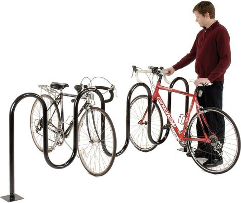 Global Industrial 94" L Wave Bike Rack, Fange Mount, 9-Bike Capacity, Powder Coated Steel, Black, Commercial Bike Rack for Stores, Parks, Schools and More in Saudi Arabia