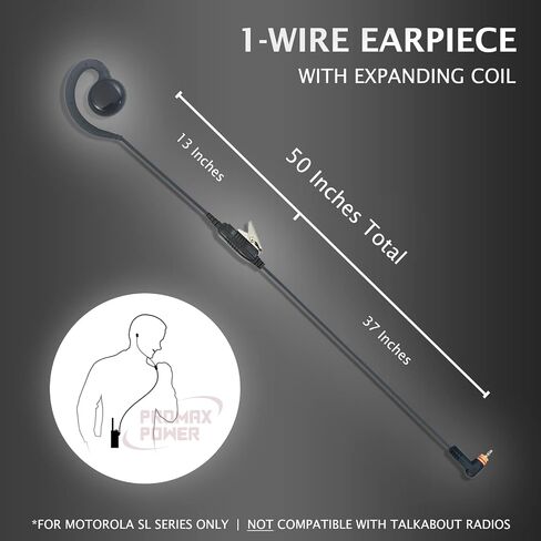 PROMAXPOWER [10-Pack] 1-Wire C-Shape Swivel Earpiece Headset with in-Line Mic & PTT Button for Motorola Two-Way Radios SL300, SL3500e, SL4000, SL7550e, SL7580, SL8550e, SL1K in Kuwait