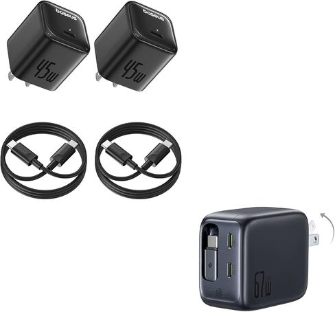BASEUS 67W قابلة للسحب USB C Charger & Baseus 45W USB C Charger Block 2 Pack in Saudi Arabia