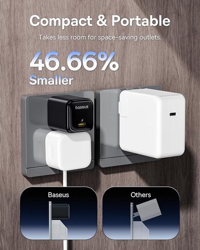 BASEUS 67W قابلة للسحب USB C Charger & Baseus 45W USB C Charger Block 2 Pack in Saudi Arabia