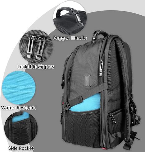 50L Travel Backpack, Extra Large Backpack, Laptop Backpack for Men, big Backpack, Water Resistant TSA Approved Business Work College School Computer Bag with USB Port, Fits 17 Inch Laptops in Saudi Arabia