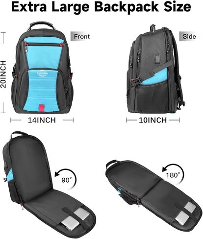 50L Travel Backpack, Extra Large Backpack, Laptop Backpack for Men, big Backpack, Water Resistant TSA Approved Business Work College School Computer Bag with USB Port, Fits 17 Inch Laptops in Saudi Arabia