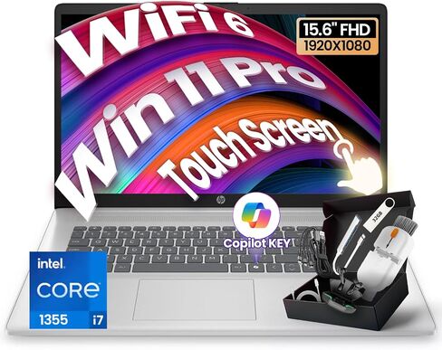 HP 2025 تم تحديث 15.6 "FHD Touchscreen Business Business Captop ، Intel I7-1355U (64GB RAM | 2TB SSD) ، مفتاح COPILOT ، لوحة المفاتيح الرقمية ، كاميرا الويب ، Windows 11 PRO ، WIFI 6 & Bluetooth مع SXK Excessory Kit in Kuwait
