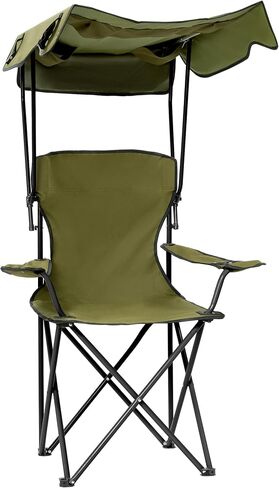 Folding Camping Chair with Canopy, Portable Outdoor Beach Chair for Fishing, BBQ, Picnic, Backyard, Lightweight Sun Shade Chair with Cup Holder, Navy Blue in Saudi Arabia