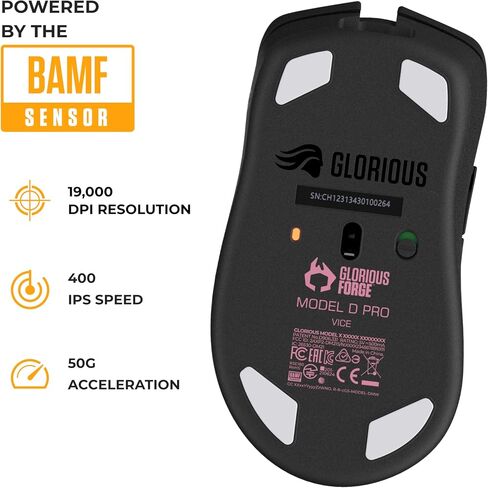 MODEL GOMRIOUS D FORGE LIMITED EDITION Black Gaming Mouse Wireless ، وملحقات ألعاب الكمبيوتر الشخصي ، و Gamer Mouse ، و Superlight 58G ، و 6 أزرار قابلة للبرمجة ، وعمر بطارية 80 ساعة ، ومستشعر 19 كيلو ، قابلة لإعادة الشحن (متجدد) in Kuwait