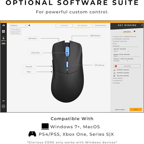 MODEL GOMRIOUS D FORGE LIMITED EDITION Black Gaming Mouse Wireless ، وملحقات ألعاب الكمبيوتر الشخصي ، و Gamer Mouse ، و Superlight 58G ، و 6 أزرار قابلة للبرمجة ، وعمر بطارية 80 ساعة ، ومستشعر 19 كيلو ، قابلة لإعادة الشحن (متجدد) in Kuwait