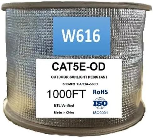 كابل كبير في الهواء الطلق CAT5E-OD ، U/UTP ، موصل BC ، عزل HDPE ، سترة PE ، مقاومة 100Ω ، ANSI/TIA-568-C.2 متوافقة in Kuwait