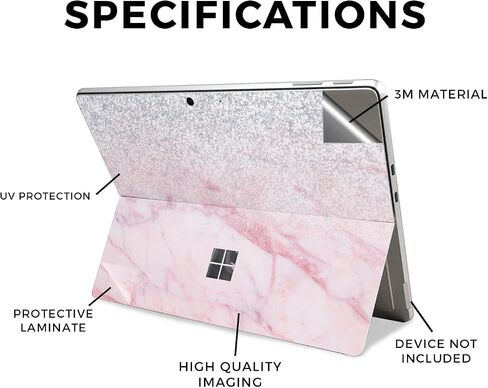 قرص الجلد متوافق مع Microsoft Surface Pro 11 (2024) - Girly Marble Dazzle - Premium 3M Vinyl Protction Wrap Cover - من السهل تطبيق | مصنوع في الولايات المتحدة الأمريكية من قبل Mayyskins in Saudi Arabia