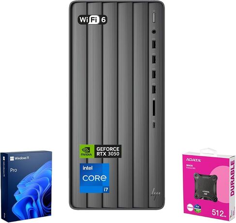 HP Envy AI Copilot Pro Business Desktop ، Intel Core I7-14700 ، NVIDIA GEFORCE RTX 3050 ، 32GB RAM ، 1TB SSD ، RJ45 ، WI-FI 6 ، Windows 11 Pro ، Black ، مع ADATA 512GB Bundle SSD SSD SSD SSD in Kuwait