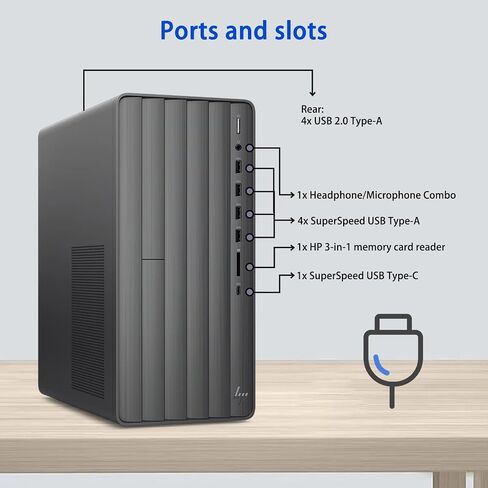 HP Envy AI Copilot Pro Business Desktop ، Intel Core I7-14700 ، NVIDIA GEFORCE RTX 3050 ، 32GB RAM ، 1TB SSD ، RJ45 ، WI-FI 6 ، Windows 11 Pro ، Black ، مع ADATA 512GB Bundle SSD SSD SSD SSD in Kuwait