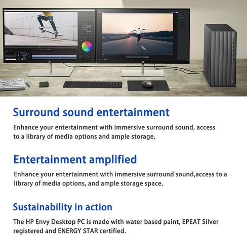 HP Envy AI Copilot Pro Business Desktop ، Intel Core I7-14700 ، NVIDIA GEFORCE RTX 3050 ، 32GB RAM ، 1TB SSD ، RJ45 ، WI-FI 6 ، Windows 11 Pro ، Black ، مع ADATA 512GB Bundle SSD SSD SSD SSD in Kuwait