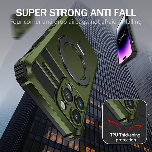 بالنسبة إلى iPhone 15 Pro Max Magnetic Case [متوافق مع Magsafe] مع اثنين من حماة الشاشة الزجاجية المقسى مع كيكستاند الحلقة ، والصف العسكري الثقيل لجهاز iPhone 14 Pro Max Case 6.7 '' in Saudi Arabia