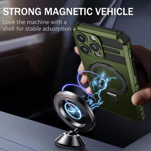 بالنسبة إلى iPhone 15 Pro Max Magnetic Case [متوافق مع Magsafe] مع اثنين من حماة الشاشة الزجاجية المقسى مع كيكستاند الحلقة ، والصف العسكري الثقيل لجهاز iPhone 14 Pro Max Case 6.7 '' in Saudi Arabia